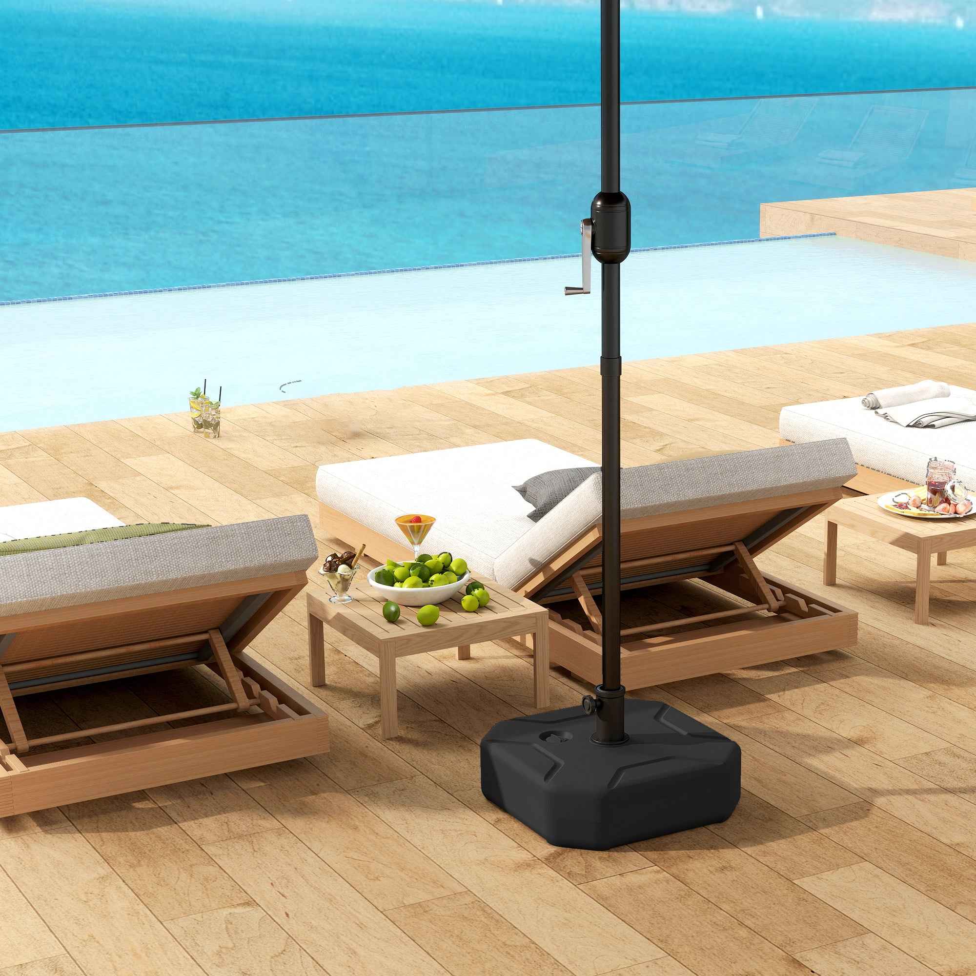 Outsunny Square Umbrella Base Fillable with Sand or Water up to 25kg, Black