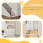 Dog Gate with Small Door, Pressure Fit and Self-Closing, 74-80x91.4cm, White