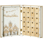 Wooden Christmas Advent Calendar in the Shape of a Book with Christmas Themes, 22x7x32 cm, White and Wood Color