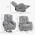 HOMCOM Reclining Lift Chair with 8 Massage Points and Remote Control, in Microfibre, 94x96x106 cm, Gray - Borgè