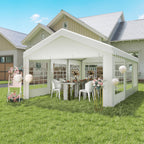Outsunny 6x4m Party Tent with Removable Walls, Doors and 6 Windows, White