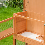 Outdoor Wooden Rabbit Hutch with House and 2-Storey Run, 122x48x100 cm