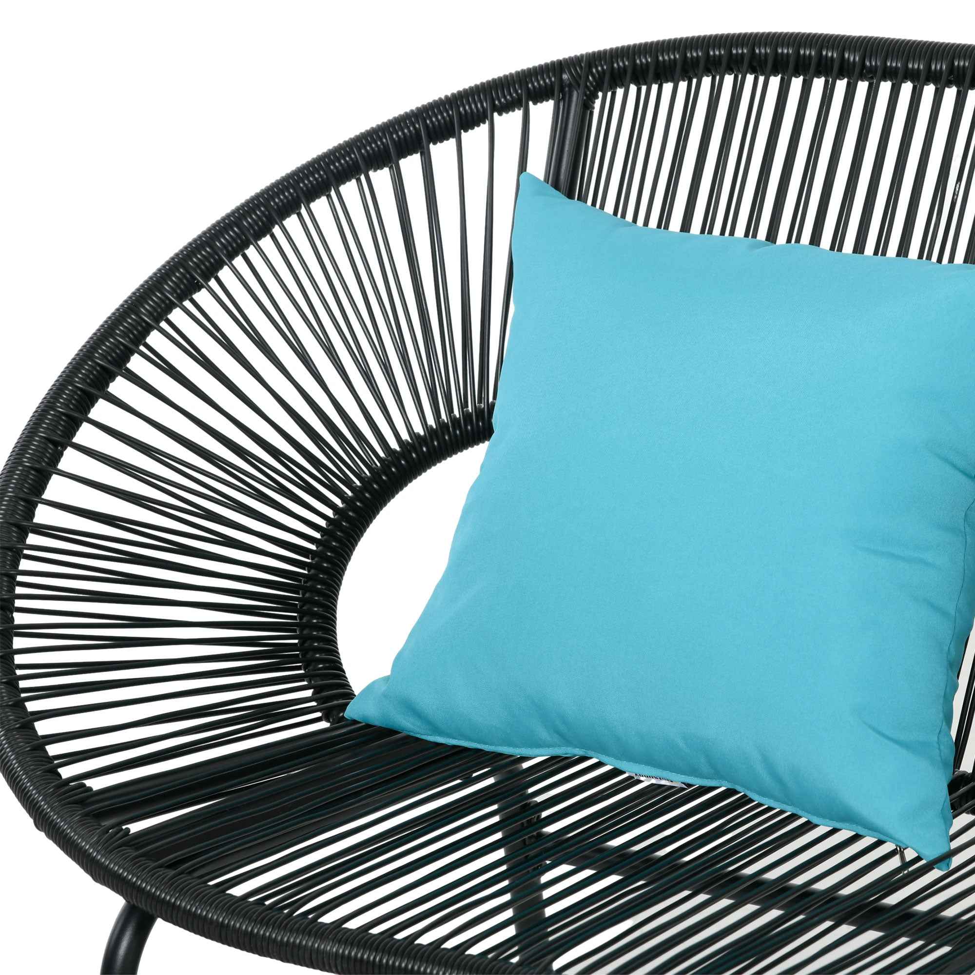 Outsunny 2-Seater Garden Sofa in PE Rattan and Steel with Cushions and Armrests, 132x72x83 cm, Black