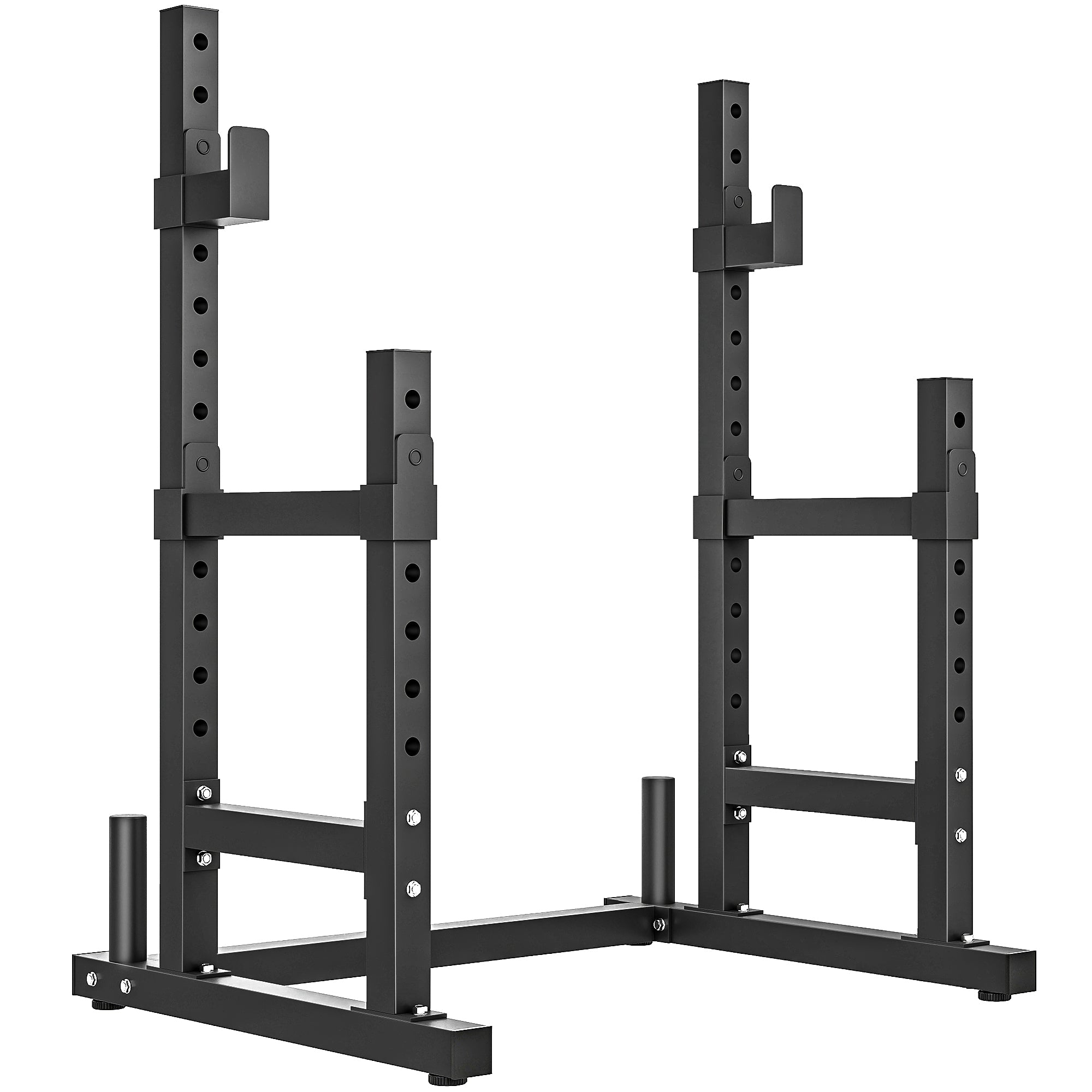 2-Tier Adjustable Barbell Rack with Disc Holder, Steel, 110x91x145 cm, Black