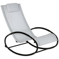 Zero Gravity Garden Rocking Chair, Ergonomic Garden Lounger with Cushion and Breathable Fabric for Indoor and Outdoor Use, 105x62x88 cm, Grey