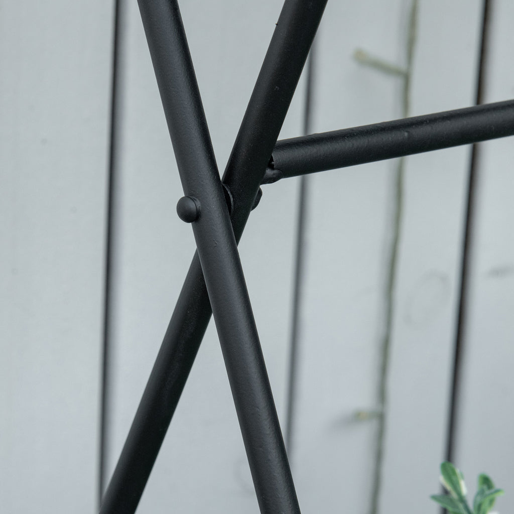 Folding Metal Plant Stand with 3 Pots and Bottom Shelf for Home and Garden, 47x37x78.5cm, Black