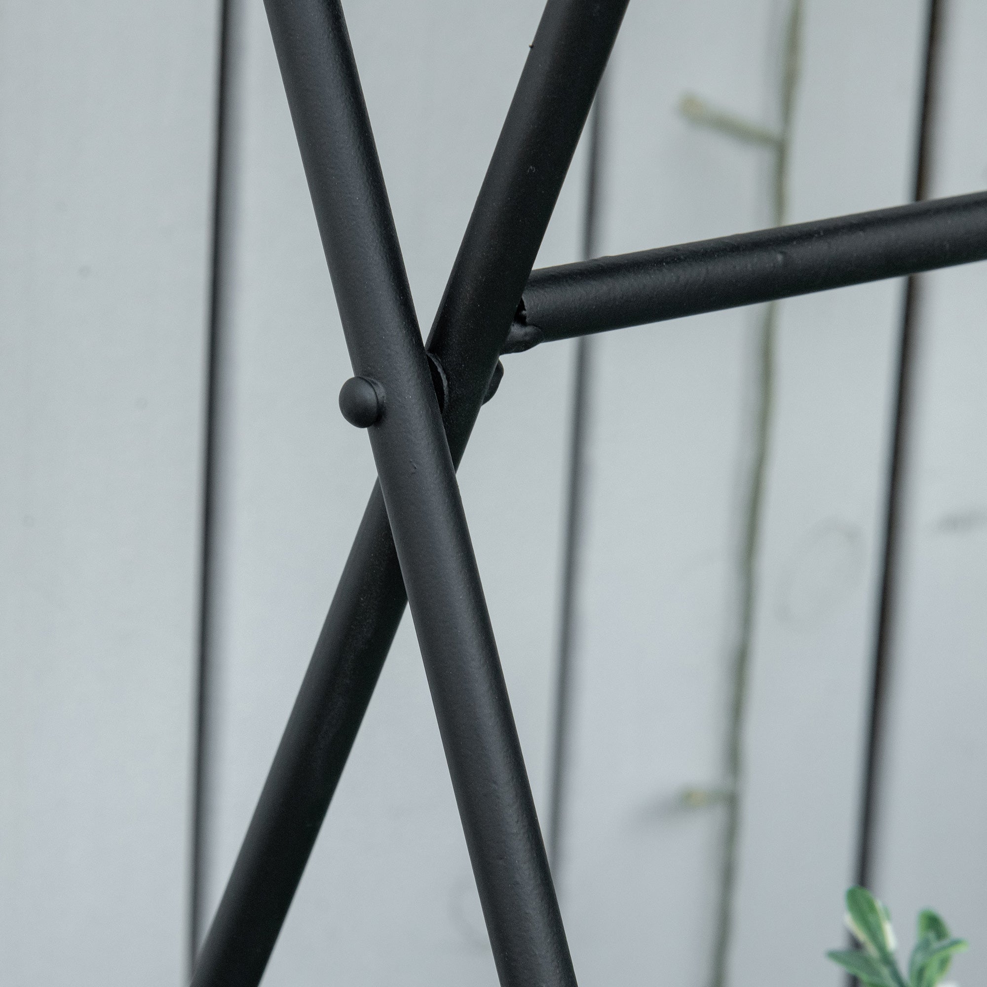 Folding Metal Plant Stand with 3 Pots and Bottom Shelf for Home and Garden, 47x37x78.5cm, Black