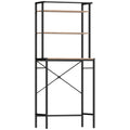 HOMCOM 3-Tier Washing Machine Cabinet with Hanging Rail, Wood and Steel, 67x40x161.8 cm, Brown and Black