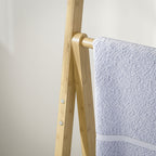 3 Shelf Bathroom Shelf with 3 Bar Towel Rack, Freestanding and Folding in Bamboo Wood