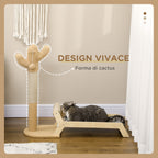 Cat Hammock with Cactus Design 2 in 1 Cat Scratching Post for Indoor, 88.5x31.5x76.5 cm