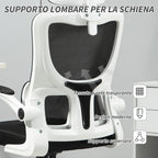 Adjustable and Reclining Office Chair with Removable Headrest, Mesh Fabric, 60x59x114-122 cm, Black