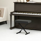 Piano Stool Foldable and Adjustable to 4 Heights, in PU Leather, Foam and Metal, 60x32x53-63 cm, Black