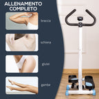 Stepper with Handlebar, Non-Slip Pedals and LCD Monitor, in Steel and ABS, 55x44x108 cm, White Black and White