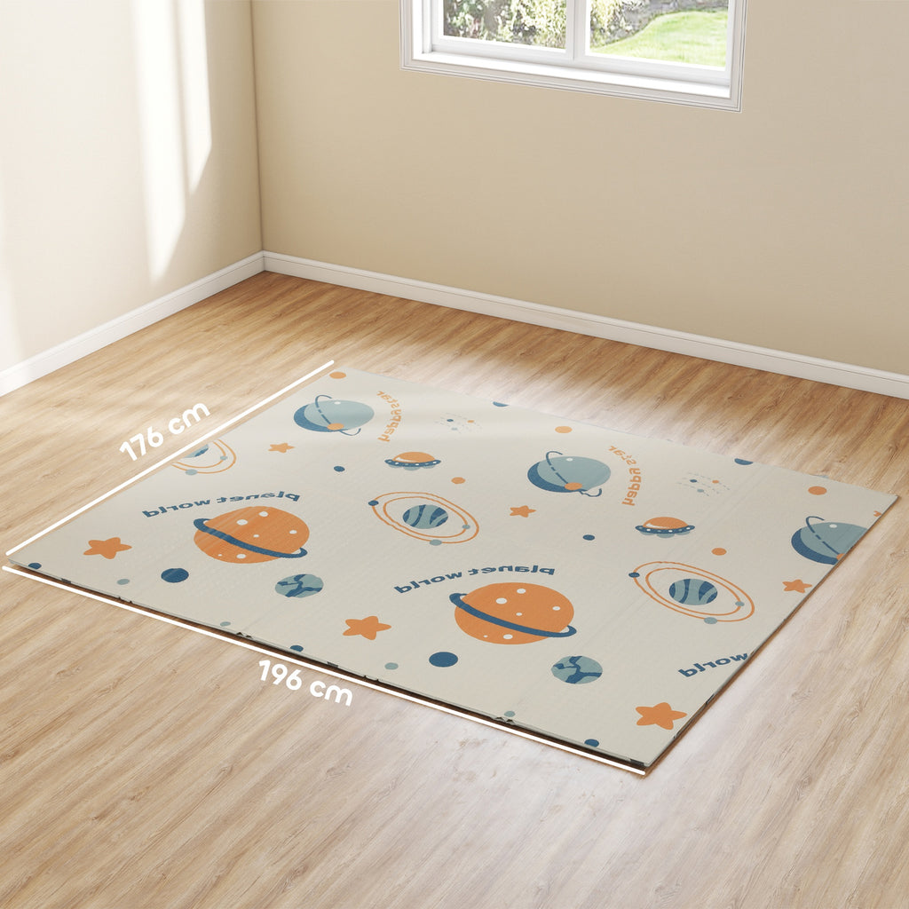 Space Themed Children's Rug for 0-6 Years Old with Waterproof Surface in Multi-Color XPE, 196x176x1.5 cm