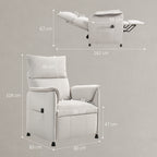 Electric Recliner Chair with Remote Control and Footrest, in Velvet Effect Fabric, 80x83x104 cm, Cream
