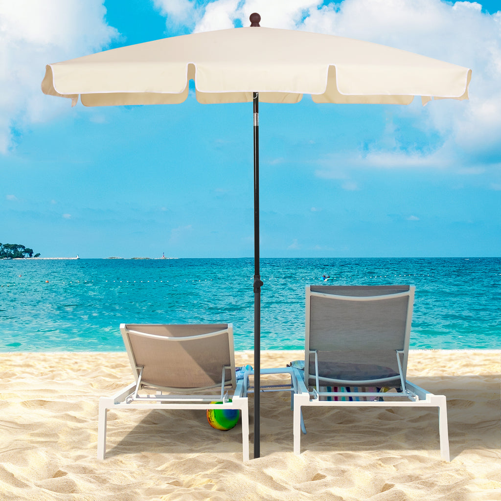 Rectangular and Adjustable Garden Umbrella with Aluminum Pole, 2x1.3x2.5 m, Beige