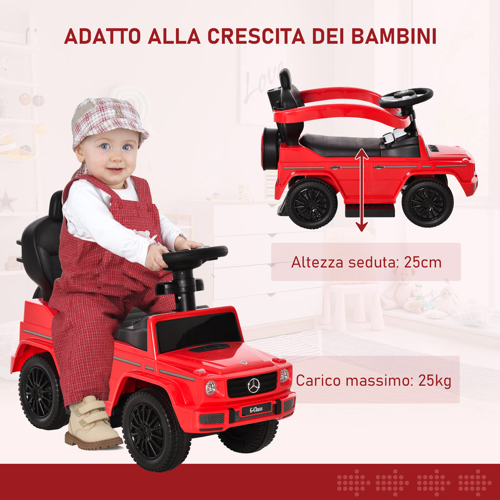 Push Car for Children 12-36 Months with Mercedes License, Canopy and Handle, 85.5x40. 5x95 cm, Red