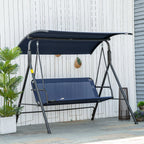 3 Seater Garden Swing with Adjustable Canopy, Oxford Fabric and Steel, Dark Blue