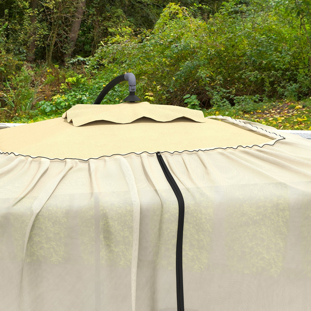 Mosquito Net for Umbrella 3x2.3 m Adjustable Dense Mesh with Zipper Opening, Beige