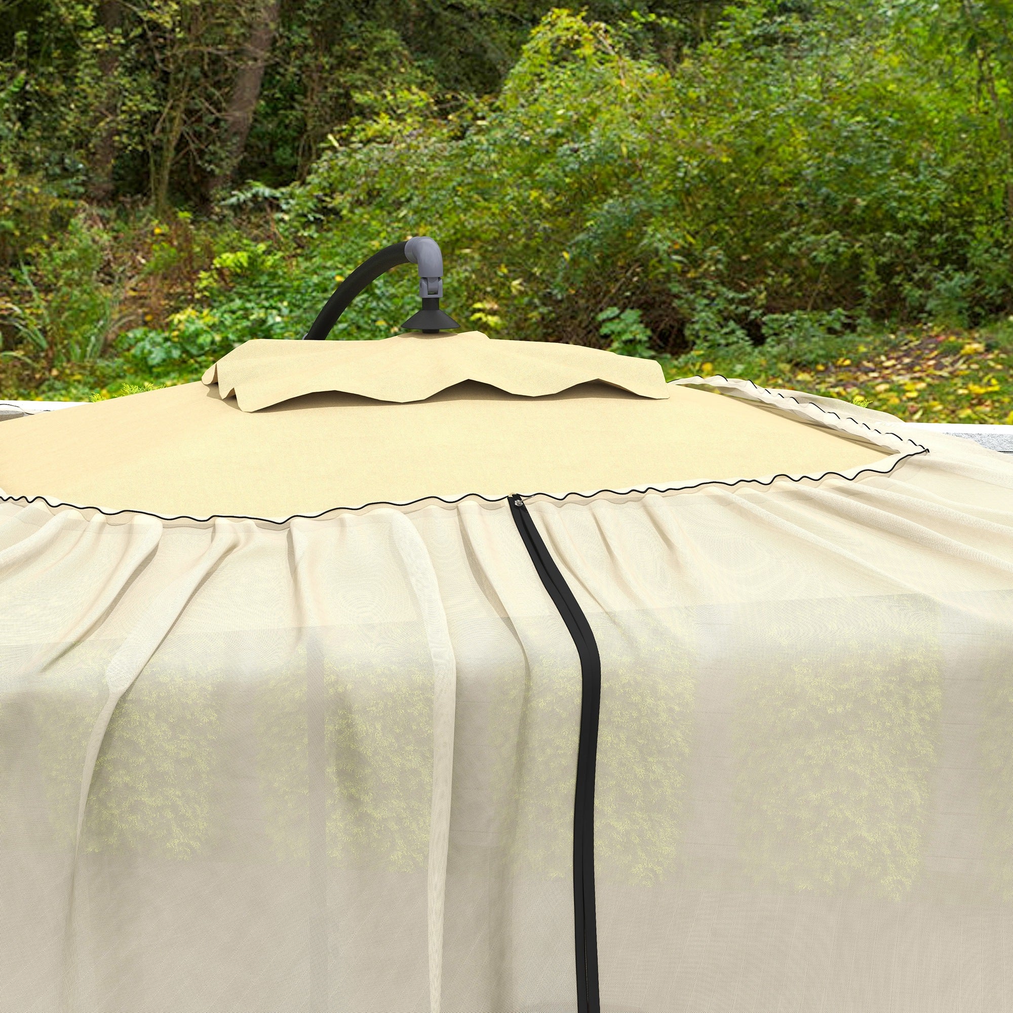 Mosquito Net for Umbrella 3x2.3 m Adjustable Dense Mesh with Zipper Opening, Beige