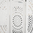 3-Panel Folding Room Divider Screen, Carved Wood, 120x170cm, White