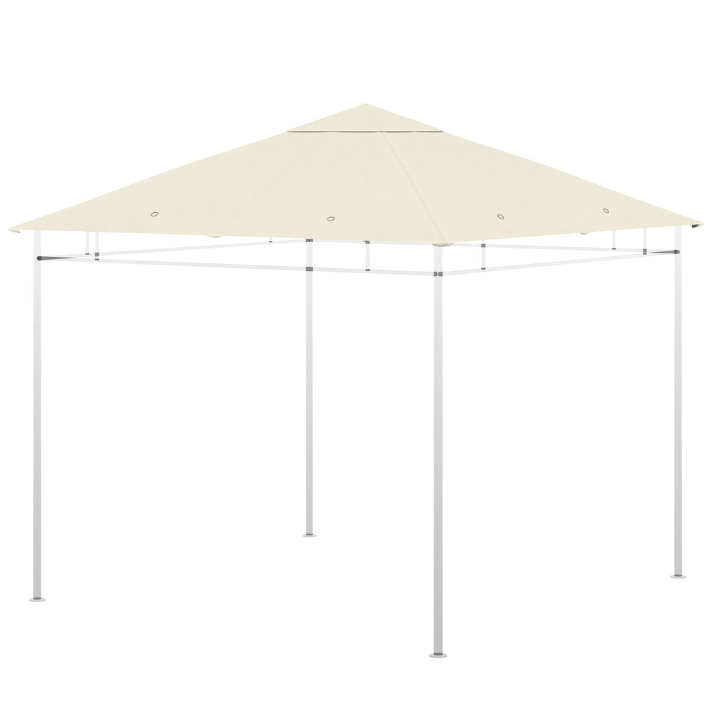 Outsunny 3x3m Polyester Gazebo Replacement Roof with Air Vents and Drainage Holes, Cream