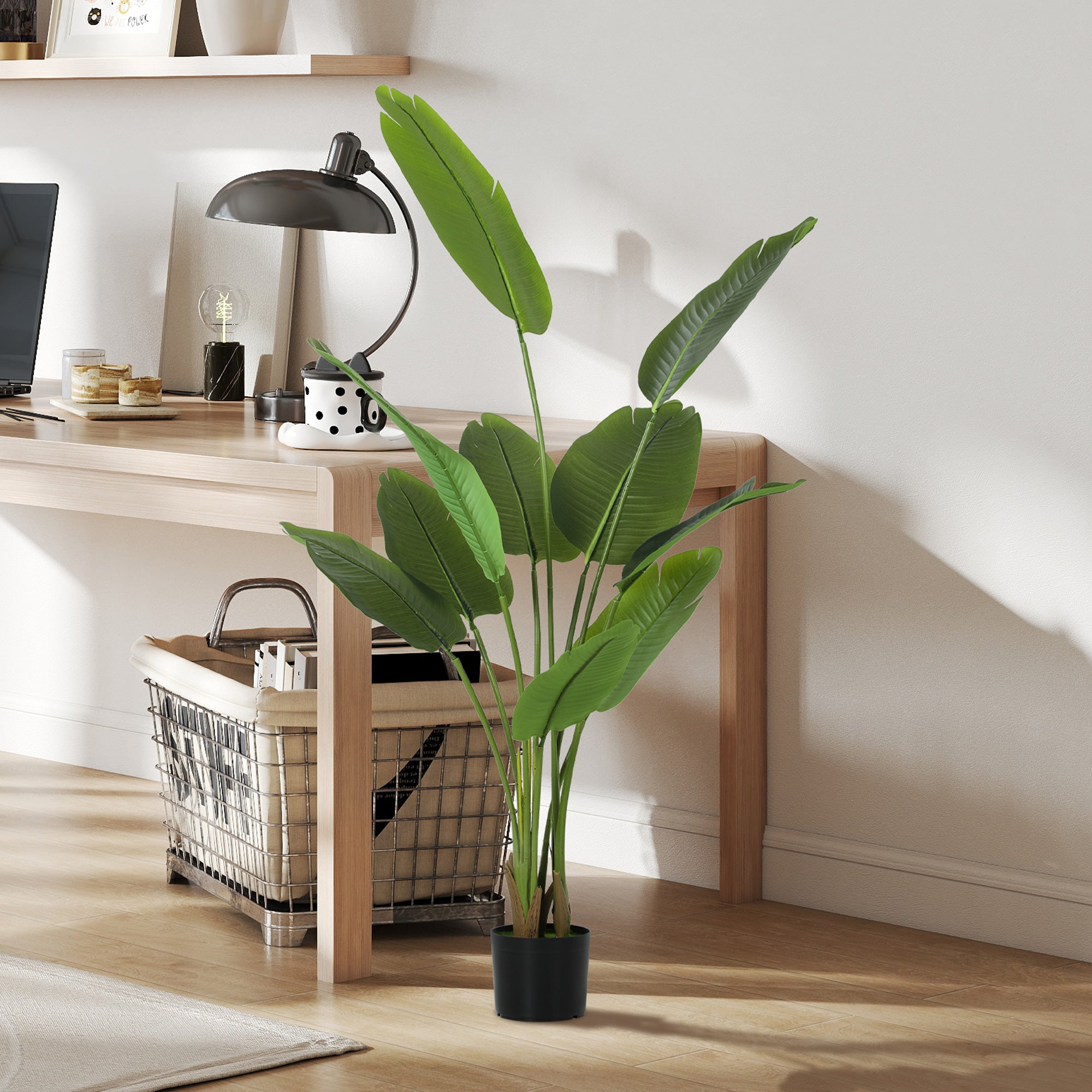 160cm Artificial Plant with 10 Leaves in Green PEVA with Ø16.5x13.5cm Pot