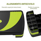 HOMCOM Aerobics Stepper, Adjustable to 3 Heights (10, 15, and 20 cm), Green and Black
