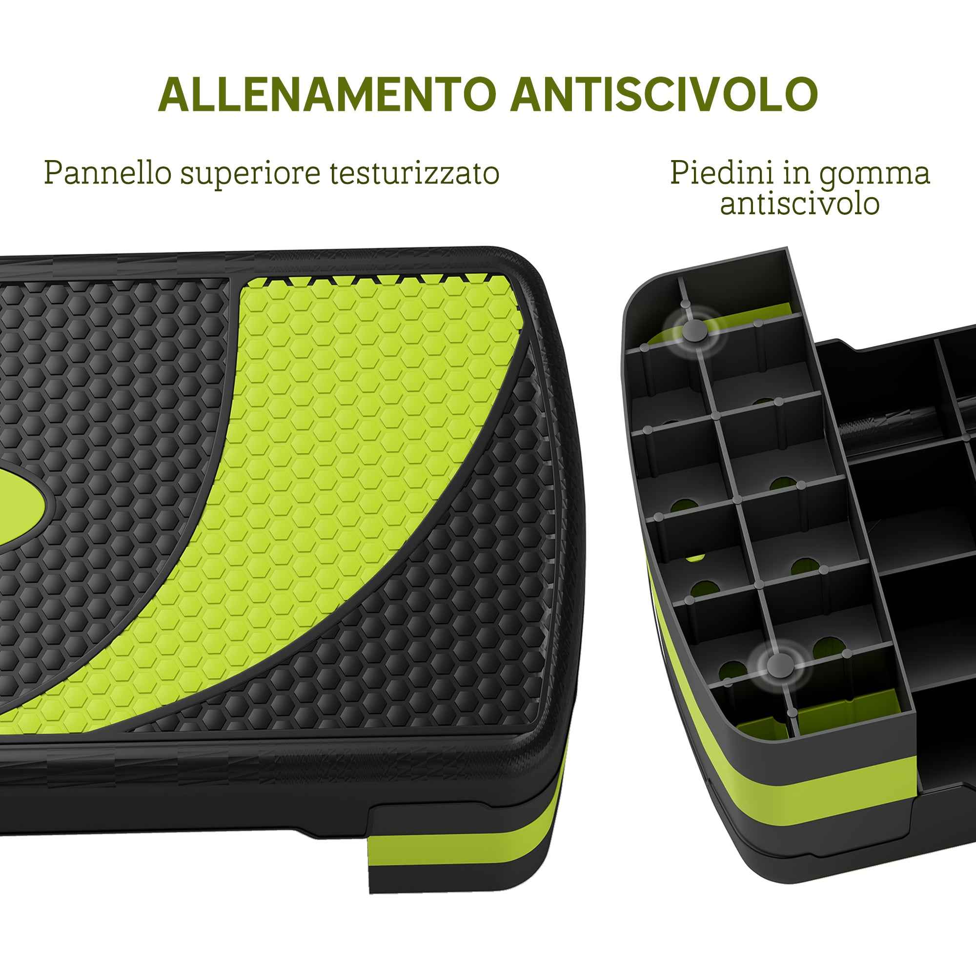 HOMCOM Aerobics Stepper, Adjustable to 3 Heights (10, 15, and 20 cm), Green and Black