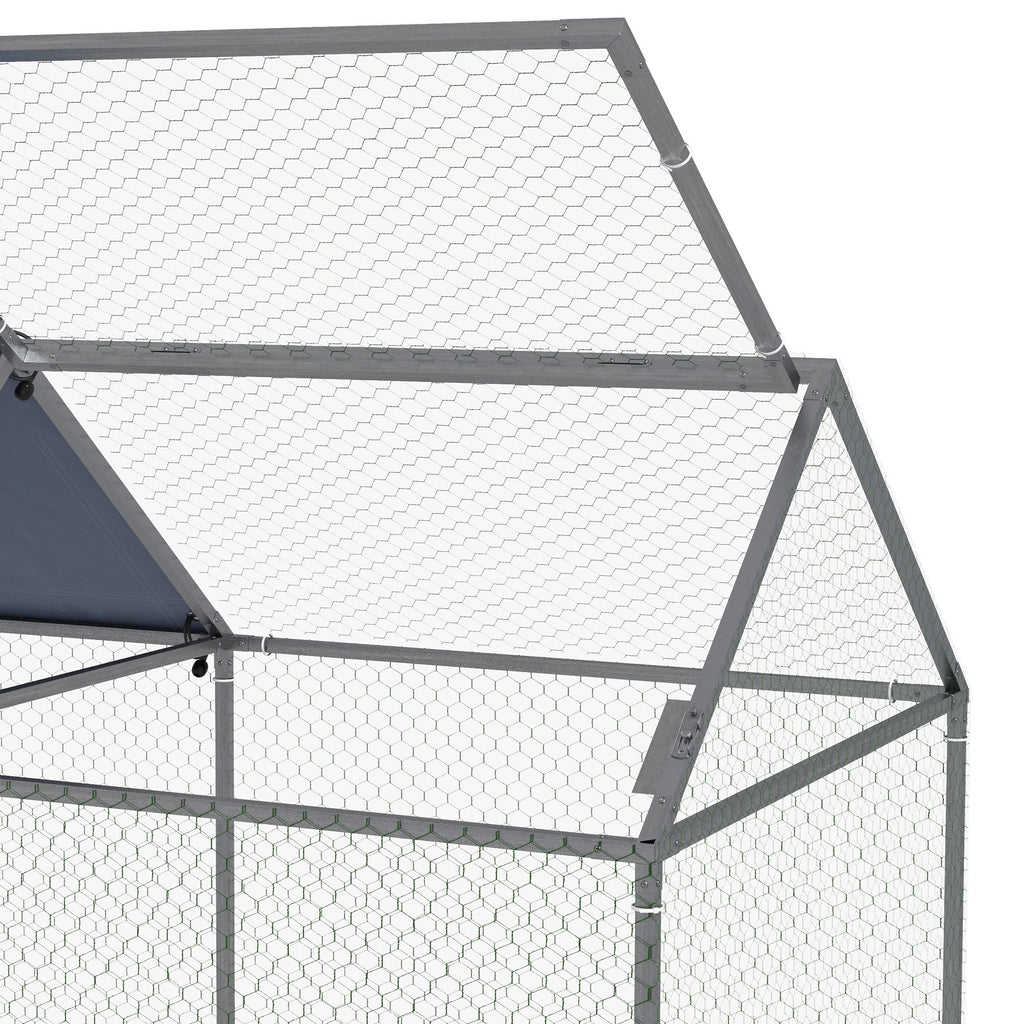 Steel Pet Cage with Oxford Fabric Roof and Stakes, 198x100x120 cm, Green and Silver