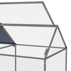 Steel Pet Cage with Oxford Fabric Roof and Stakes, 198x100x120 cm, Green and Silver