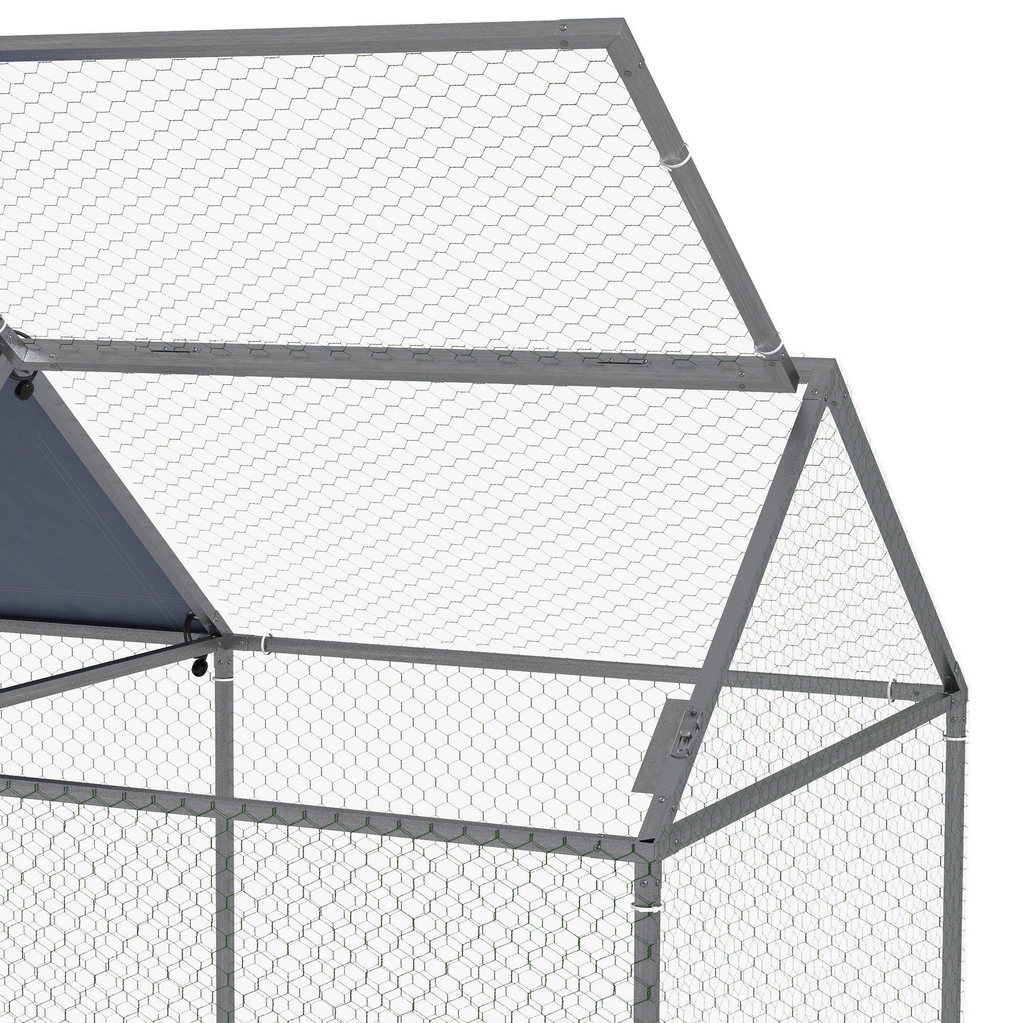 Steel Pet Cage with Oxford Fabric Roof and Stakes, 198x100x120 cm, Green and Silver
