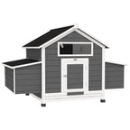 PawHut Outdoor Wooden Chicken Coop with 2 Brooding Nests, Removable Tray and Asphalt Roof, Grey