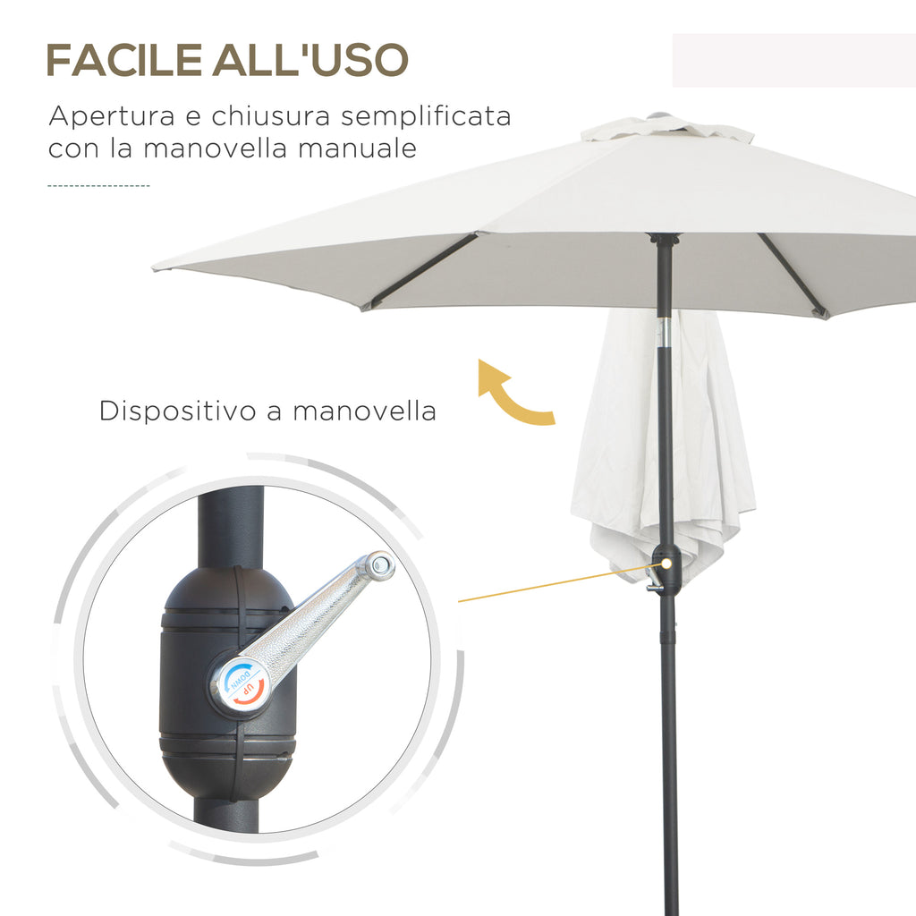 2.6x2.4 m Garden Umbrella with Crank and Tilting Head, in Aluminum and Polyester, Beige and Black