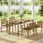 Outsunny 5-Piece Garden Dining Set, Table and Chairs for 4, Teak