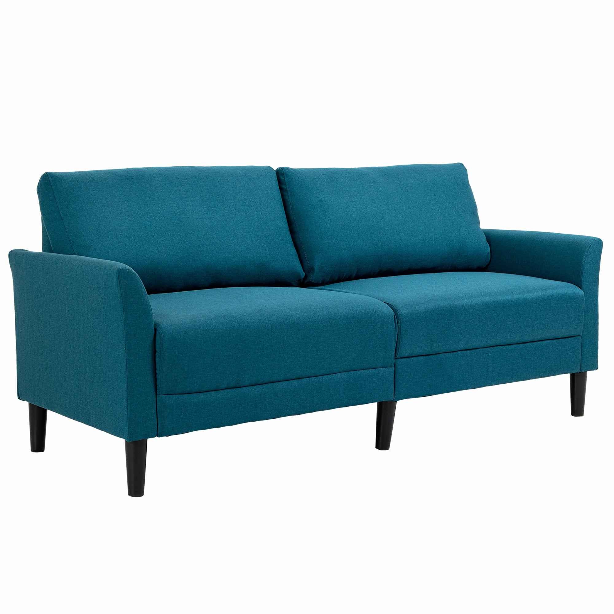 3-Seater Fabric Sofa with Deep Seat and Thick Padding, 191x79x87 cm, Peacock Blue