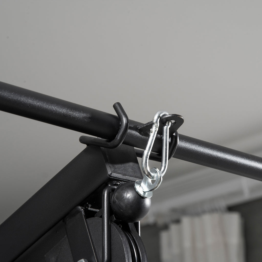 HOMCOM Fitness Station with Padded Seat and Backrest, in Steel and PU, 135x103x210 cm, Black - Borgè