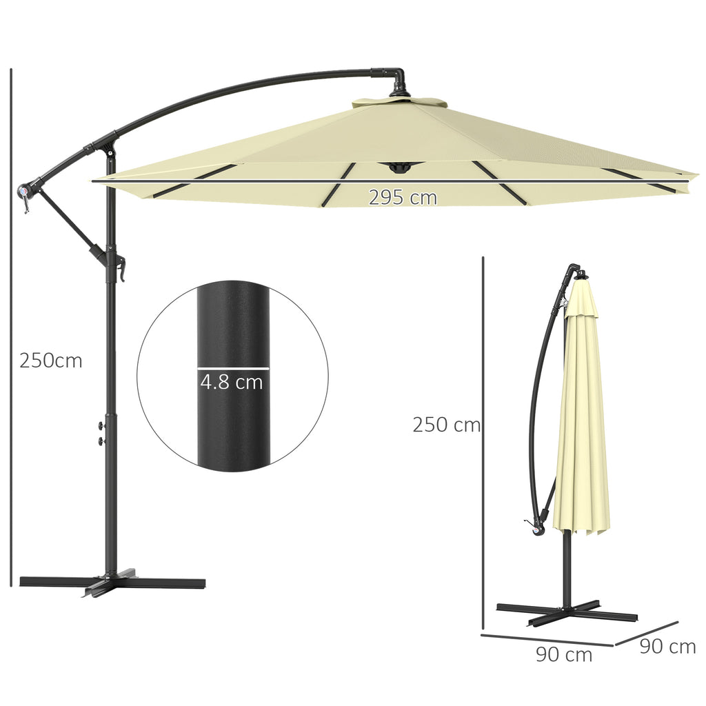 Outsunny 3x2.5m Garden Umbrella with Tilting Arm and Crank Handle, Beige