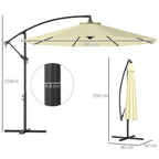 Outsunny 3x2.5m Garden Umbrella with Tilting Arm and Crank Handle, Beige