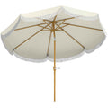 Outsunny 2.7x2.4m Round Garden Umbrella with Crank Handle, Metal and Polyester, Beige