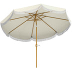 Outsunny 2.7x2.4m Round Garden Umbrella with Crank Handle, Metal and Polyester, Beige