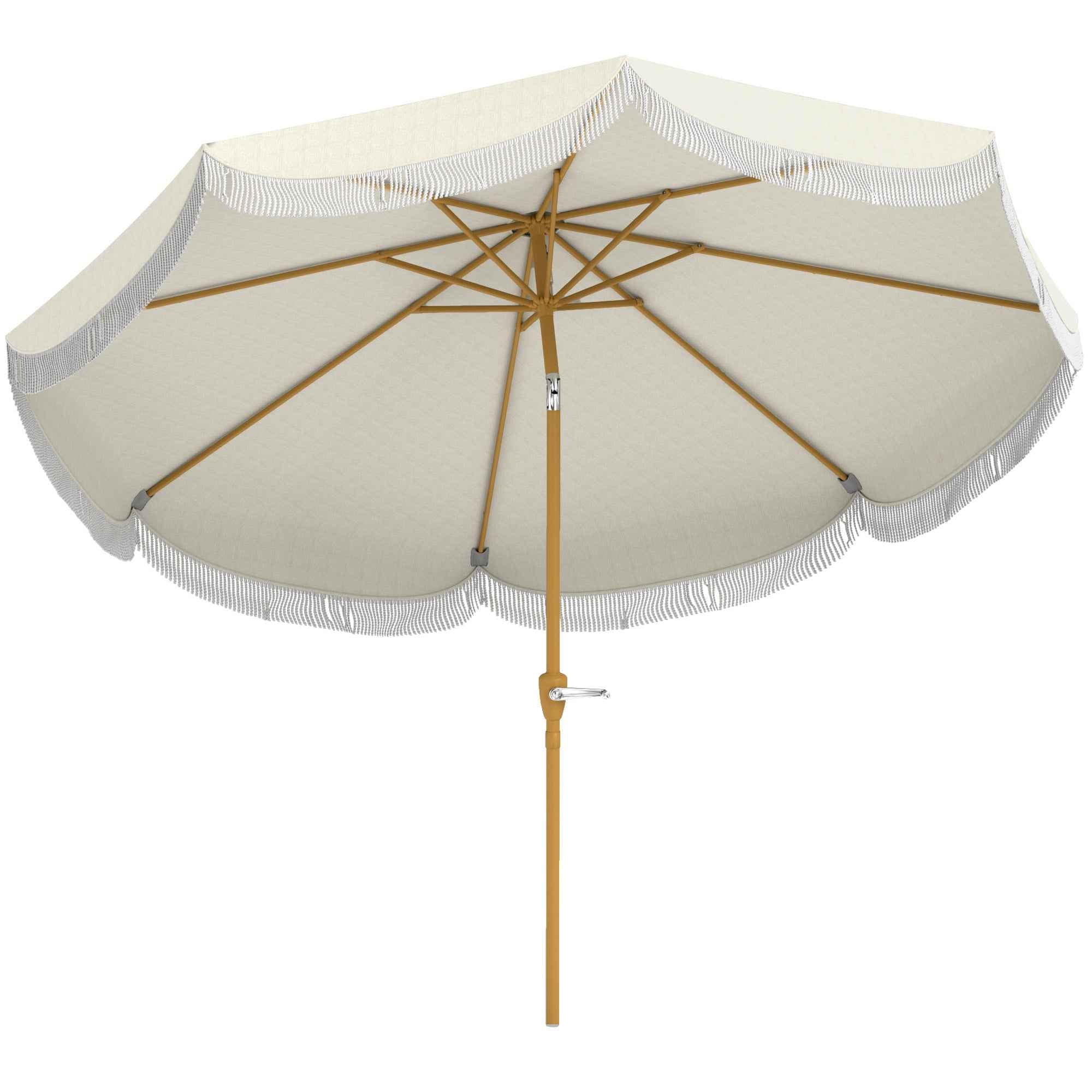 Outsunny 2.7x2.4m Round Garden Umbrella with Crank Handle, Metal and Polyester, Beige