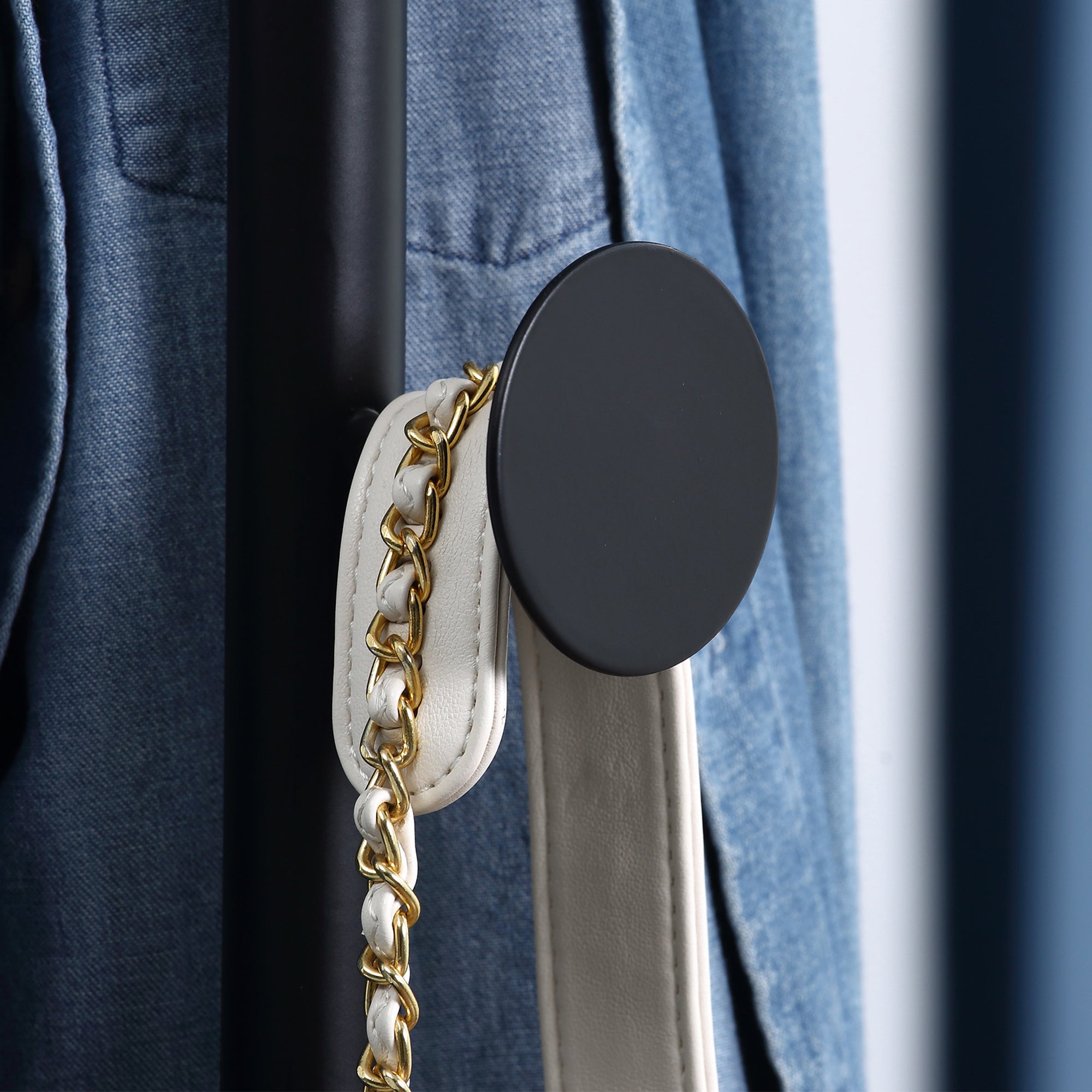 Coat Rack with 8 Hooks, Steel Frame with Marble Base, 35x35x170cm, Black