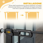 Push-Dog Gate with Automatic Closure, Steel and ABS, 75-82x76 cm, Black