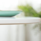 Modern Round Table for 2 People in MDF and Steel, Ø70x75cm, White