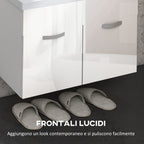Wall-hung Bathroom Cabinet with Sink, 2-Door Cabinet with Soft-Close Hinges, 61x40x50cm, Glossy White