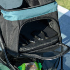 3-Wheel Folding Small Dog Stroller with Rain Cover and Basket, Dark Green