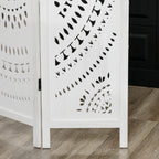 3-Panel Folding Room Divider Screen, Carved Wood, 120x170cm, White