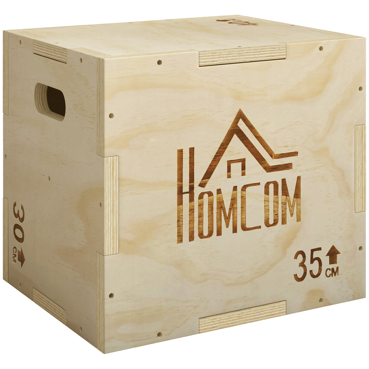 HOMCOM 3-Height Wooden Plyometric Jumping Box, 120kg Capacity, 40.5x35.5x30.5cm