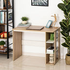 HOMCOM Modern Wooden Desk with 3-Tier Shelf, 100x44x74cm, White and Oak - Borgè